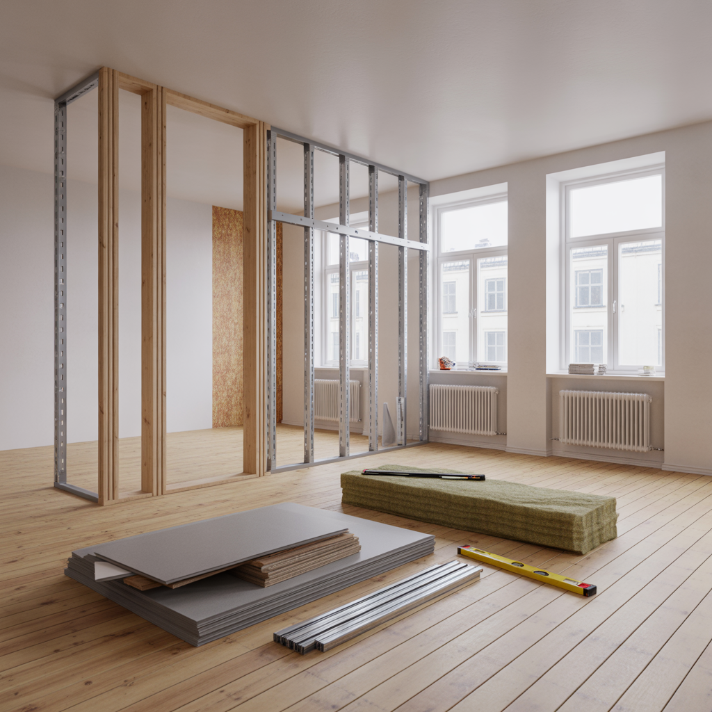 bygga innervagg vid renovering materialval och kostnader